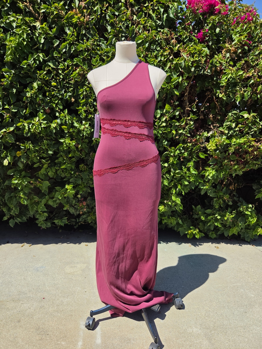 Princess Polly Ultraviolet One Shoulder Lace Maxi Dress Wine US 6 Sample